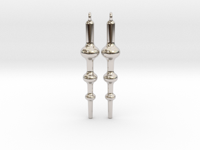 Triple Sphere - Drop Earrings in Rhodium Plated Brass