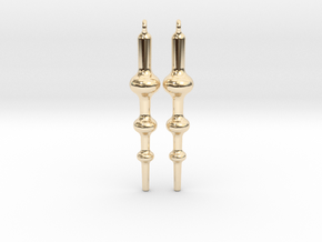 Triple Sphere - Drop Earrings in 14K Yellow Gold