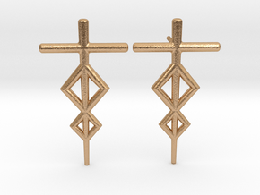 Runish Rhombus - Post Earrings in Natural Bronze