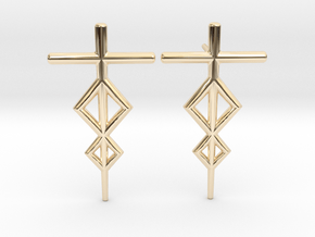 Runish Rhombus - Post Earrings in 14k Gold Plated Brass