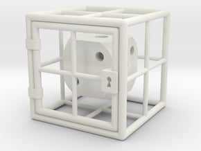Caged D6 in White Natural Versatile Plastic