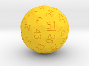 d51 Sphere Dice (Regular Edition) in Yellow Processed Versatile Plastic