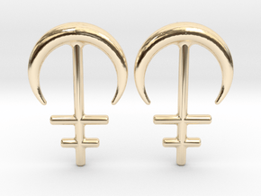Runish Moon South - Post Earrings in 14K Yellow Gold