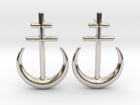 Runish Moon North - Post Earrings in Rhodium Plated Brass