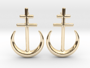 Runish Moon North - Post Earrings in 9K Yellow Gold 