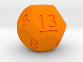 d13 Sphere Dice (Regular Edition) in Orange Processed Versatile Plastic