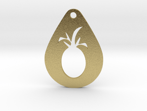 Stylized Pineapple Pendant in Natural Brass