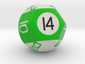d14 Pool Ball Dice in Natural Full Color Nylon 12 (MJF)