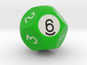 d6 Pool Ball Dice (1-6 twice) in Natural Full Color Sandstone