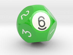 d6 Pool Ball Dice (1-6 twice) in Smooth Full Color Nylon 12 (MJF)