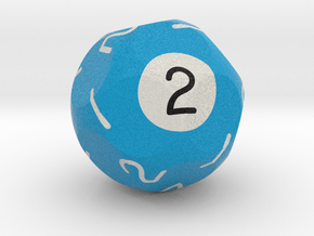 d2 Pool Ball Dice (1-2 eight times) in Natural Full Color Nylon 12 (MJF)
