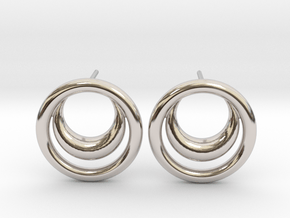 North Moon - Post Earrings in Rhodium Plated Brass