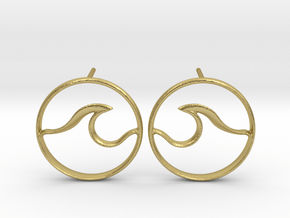 Wave Amulet II (full circle) - Post Earrings in Natural Brass
