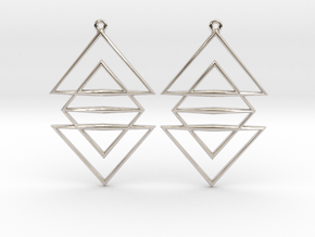 Triangle Symphony I - Drop Earrings in Rhodium Plated Brass