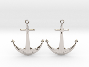 Anchor - Post Earrings in Rhodium Plated Brass