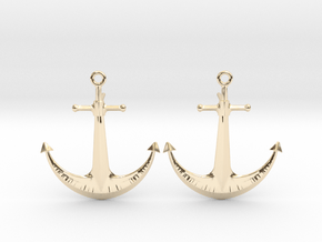 Anchor - Post Earrings in 14k Gold Plated Brass