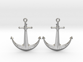 Anchor - Post Earrings in Natural Silver