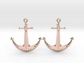 Anchor - Post Earrings in 9K Rose Gold 