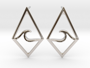 Wave Tie Translucent - Post Earrings in Rhodium Plated Brass