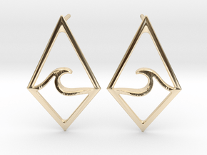 Wave Tie Translucent - Post Earrings in 9K Yellow Gold 