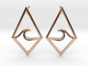 Wave Tie Translucent - Post Earrings in 9K Rose Gold 