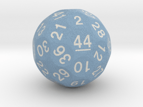 d44 Sphere Dice "Digit of Death" (Flat Blue) in Natural Full Color Sandstone