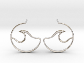Wave Amulet I - Post Earrings in Rhodium Plated Brass