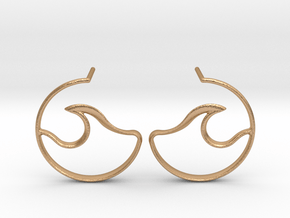 Wave Amulet I - Post Earrings in Natural Bronze