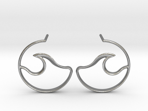 Wave Amulet I - Post Earrings in Natural Silver