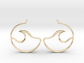 Wave Amulet I - Post Earrings in 9K Yellow Gold 