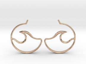 Wave Amulet I - Post Earrings in 9K Rose Gold 
