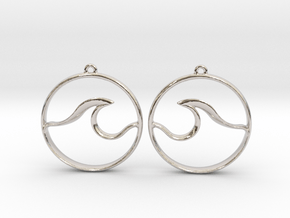 Wave Amulet II (full circle) - Drop Earrings in Rhodium Plated Brass