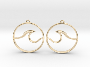 Wave Amulet II (full circle) - Drop Earrings in 14k Gold Plated Brass