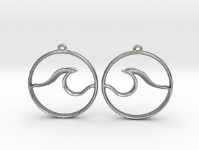Wave Amulet II (full circle) - Drop Earrings in Natural Silver