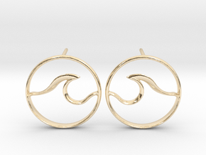 Wave Amulet II (full circle) - Post Earrings in 14k Gold Plated Brass