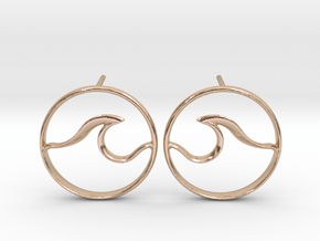 Wave Amulet II (full circle) - Post Earrings in 9K Rose Gold 