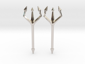 Trident - Post Earrings in Rhodium Plated Brass