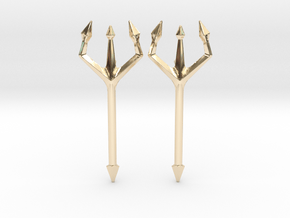 Trident - Post Earrings in 9K Yellow Gold 