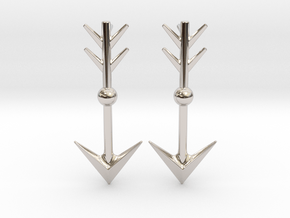 Arrow II - Post Earrings in Rhodium Plated Brass