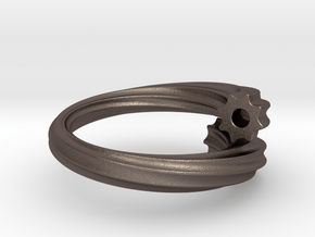 Chikuwa-bu Ring in Polished Bronzed Silver Steel