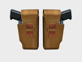 20x Flap Holstered: Combat Pistols (L&R) in Tan Fine Detail Plastic
