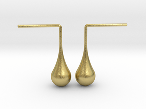 Waterdrop - Post Earrings in Natural Brass