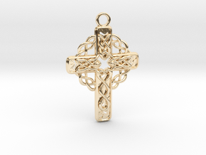 Christian cross pendant with Celtic flair in .925 in 14K Yellow Gold