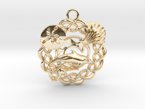 Sea Life pendant with Celtic flair in .925 in 14K Yellow Gold