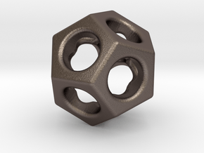 Dodecahedron - thick web in Polished Bronzed Silver Steel