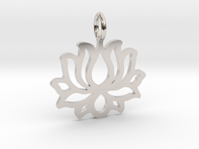 Lotus flower pendant in Rhodium Plated Brass