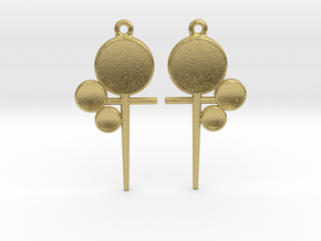 Triple Discus - Drop Earrings in Natural Brass