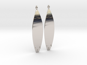 Surfboard - Drop Earrings in Rhodium Plated Brass