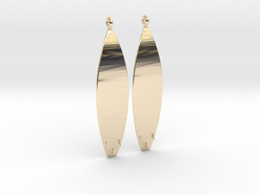 Surfboard - Drop Earrings in 14k Gold Plated Brass
