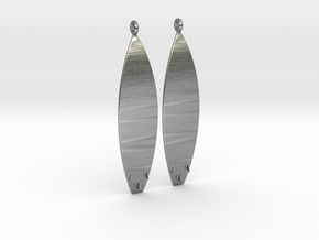 Surfboard - Drop Earrings in Natural Silver